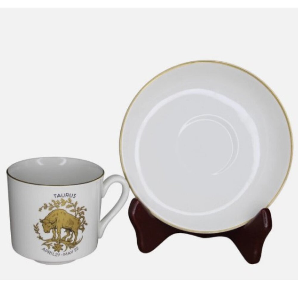 Myatt Staffordshire England Zodiac Taurus Cup & Saucer 2 Pc Set